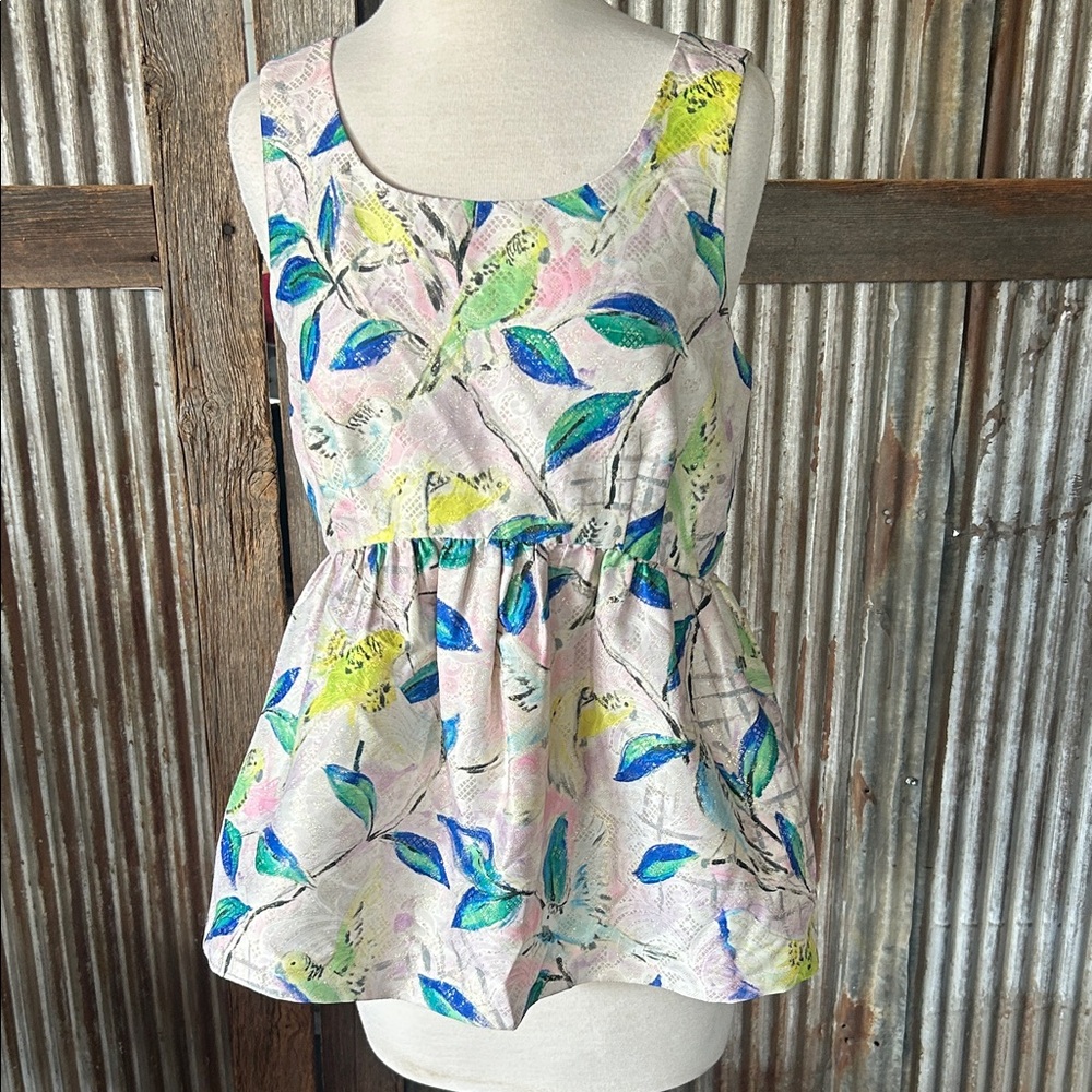 Anthropology Leifsdottir Multicolor Parakeet Patterned Top